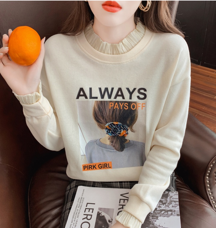 Long sleeve Pseudo-two hoodie thin bottoming shirt for women