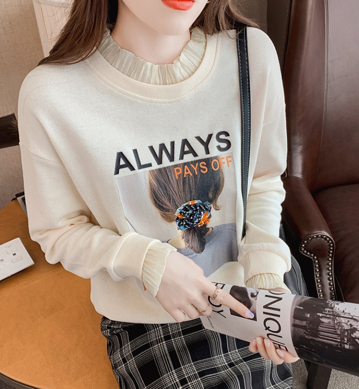 Long sleeve Pseudo-two hoodie thin bottoming shirt for women