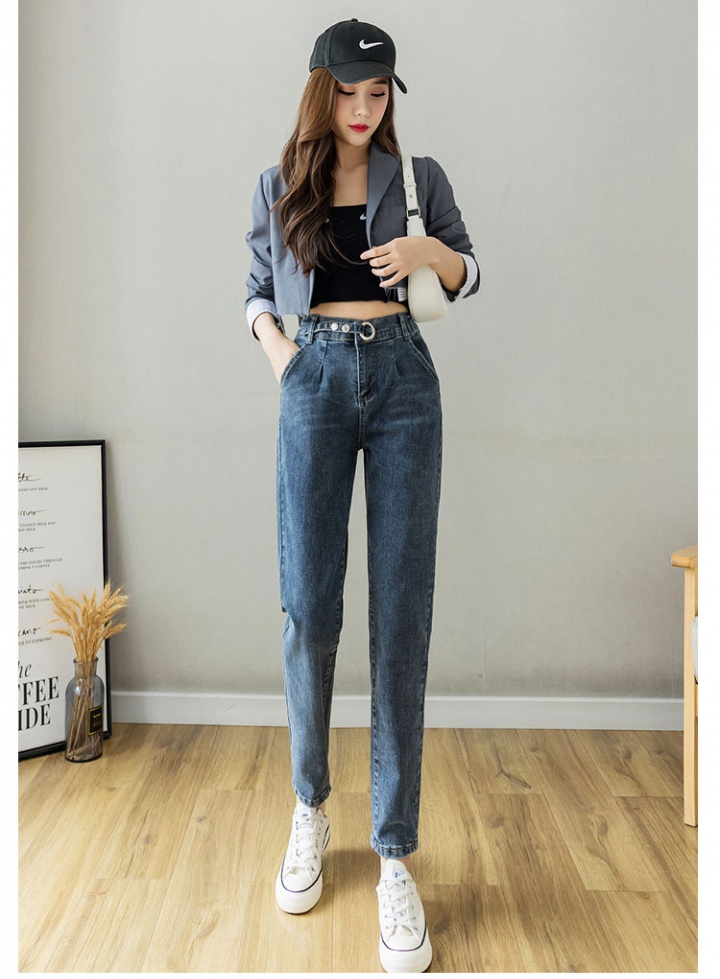 Radish elasticity pants loose jeans for women