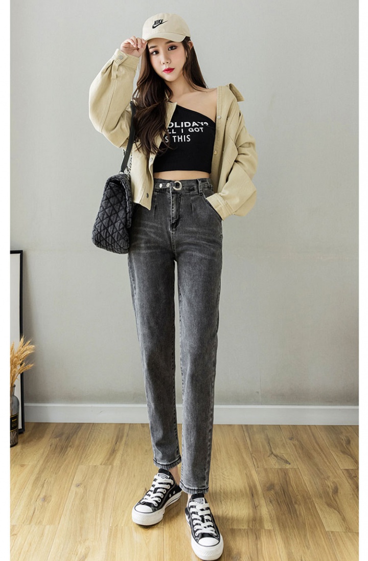 Radish elasticity pants loose jeans for women