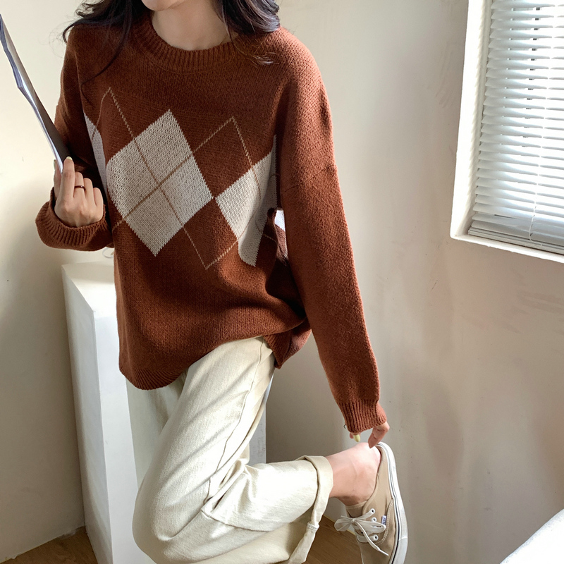 Pullover loose Korean style coat casual quilted sweater