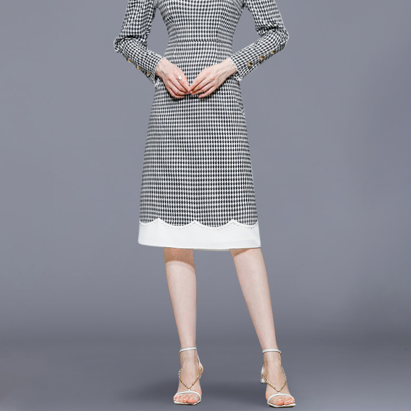 Elegant Korean style slim temperament lapel dress for women