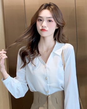 Overalls long sleeve shirt white tops for women