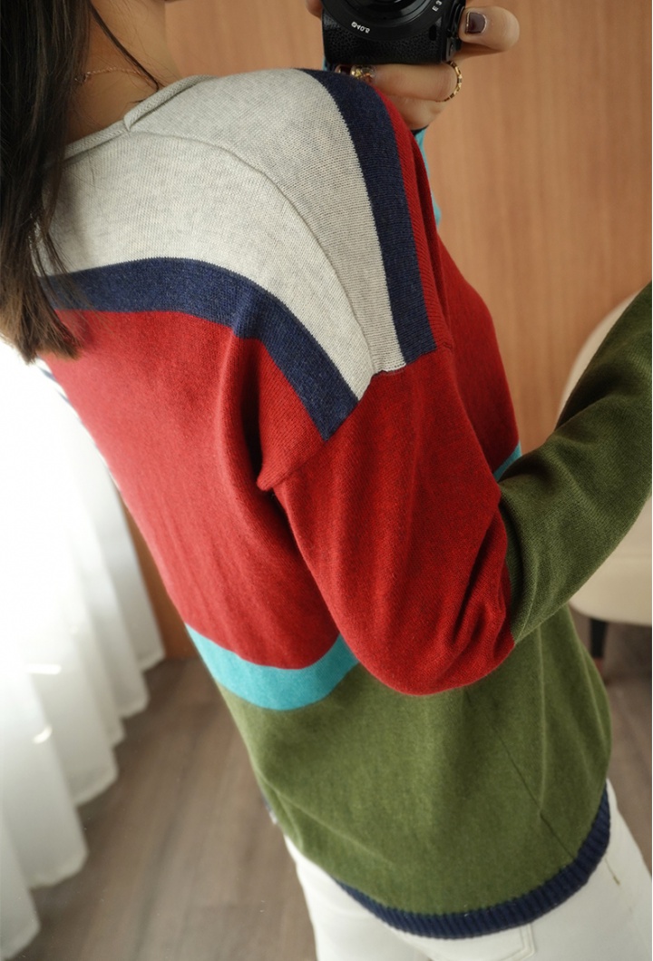 Casual loose bottoming shirt stripe thin sweater for women