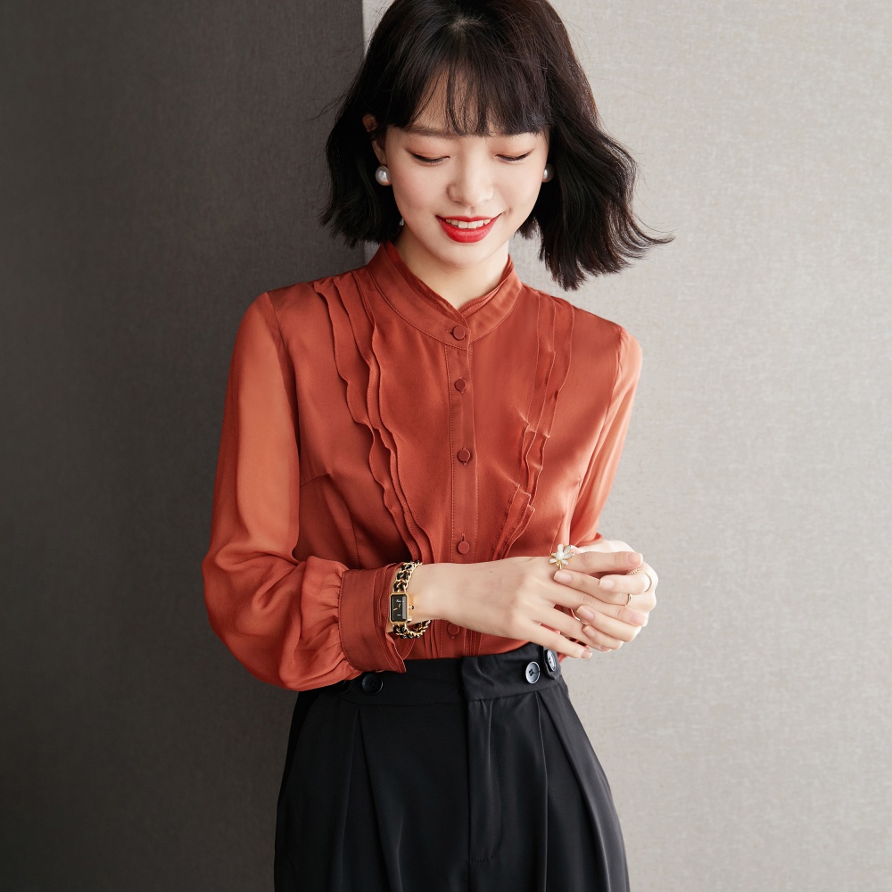 Temperament long sleeve chiffon shirt autumn tops