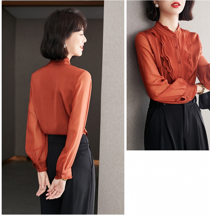 Temperament long sleeve chiffon shirt autumn tops