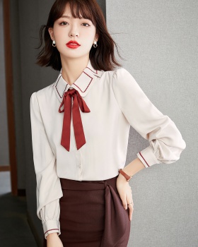 Doll collar chiffon autumn tops retro unique shirt