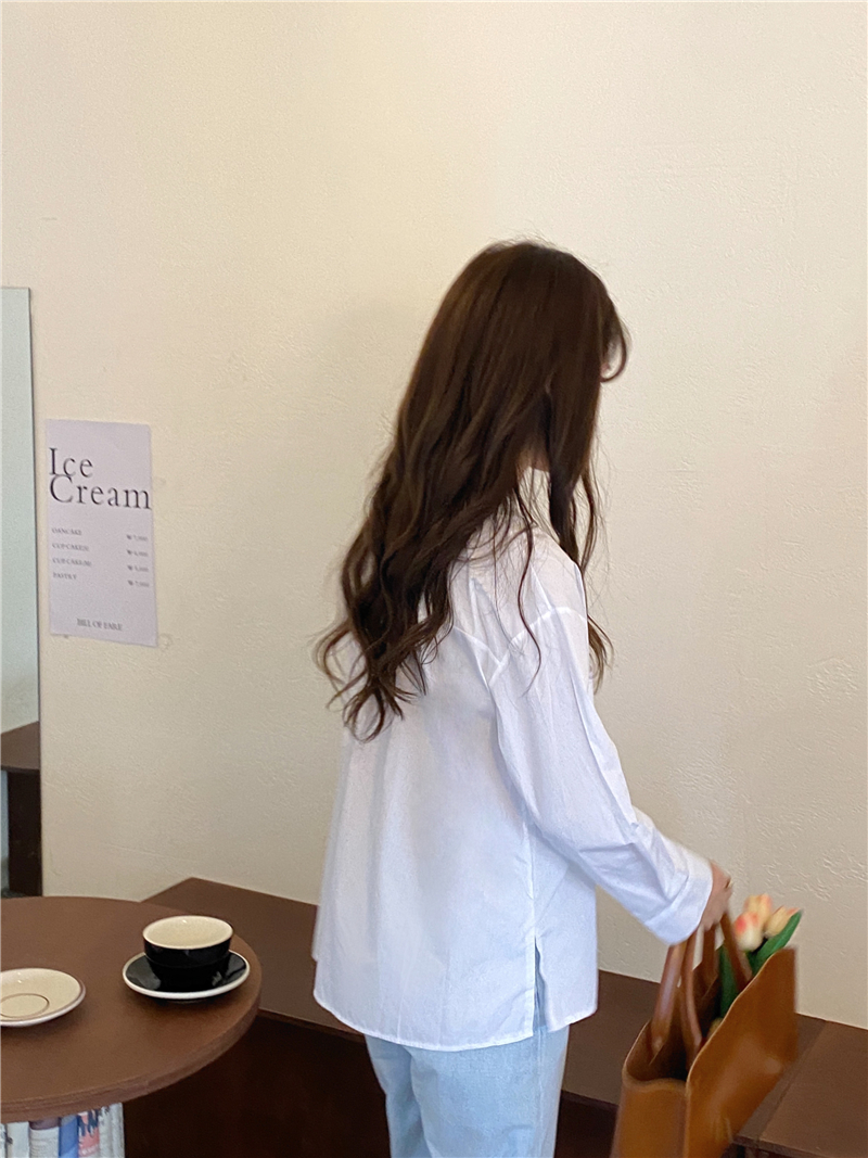 V-neck long sleeve Korean style shirt for women