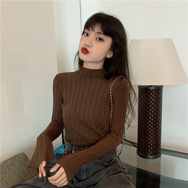 Long sleeve slim bottoming shirt retro pullover sweater