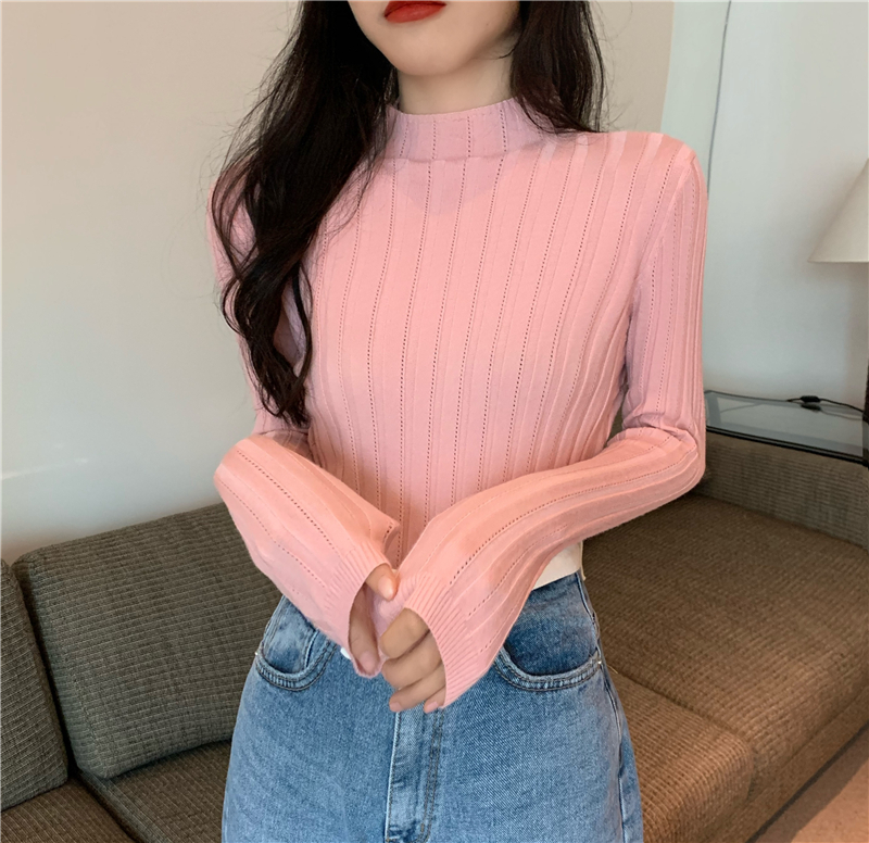 Long sleeve slim bottoming shirt retro pullover sweater