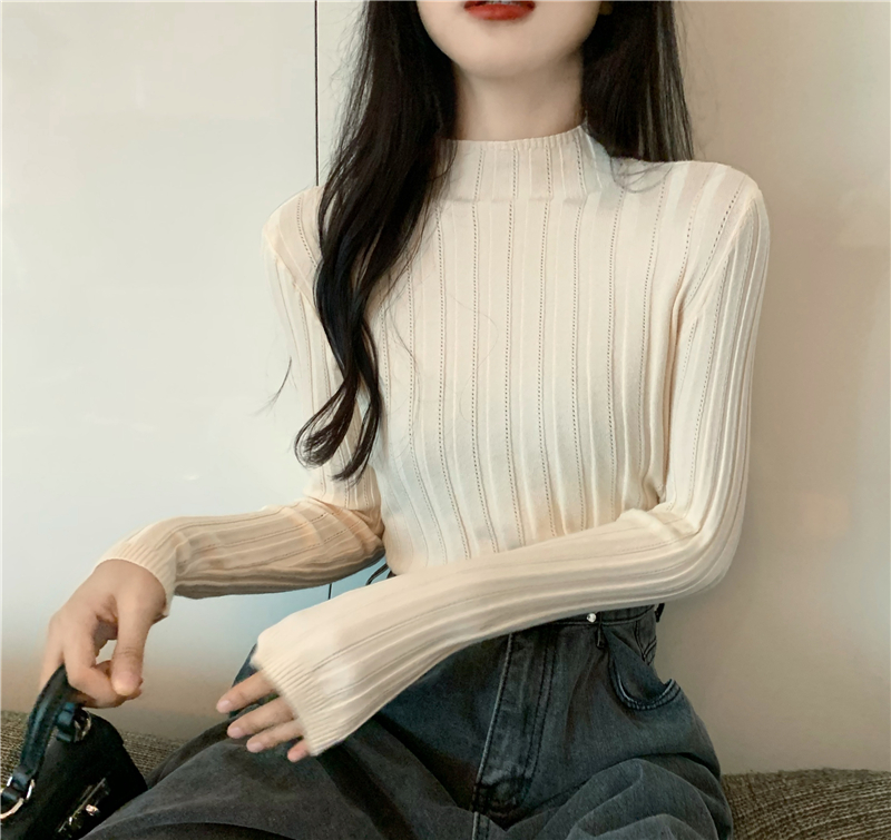 Long sleeve slim bottoming shirt retro pullover sweater