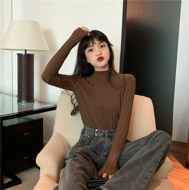 Long sleeve slim bottoming shirt retro pullover sweater