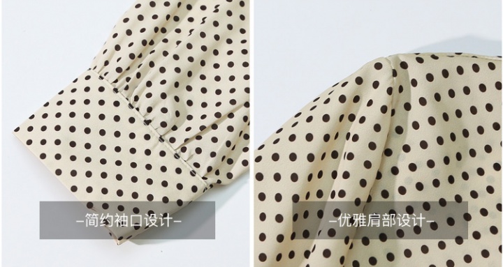 Long sleeve collar elegant silk polka dot classic shirt