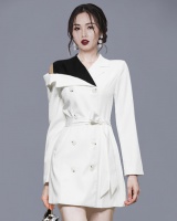 Korean style light slim coat double-breasted autumn dress