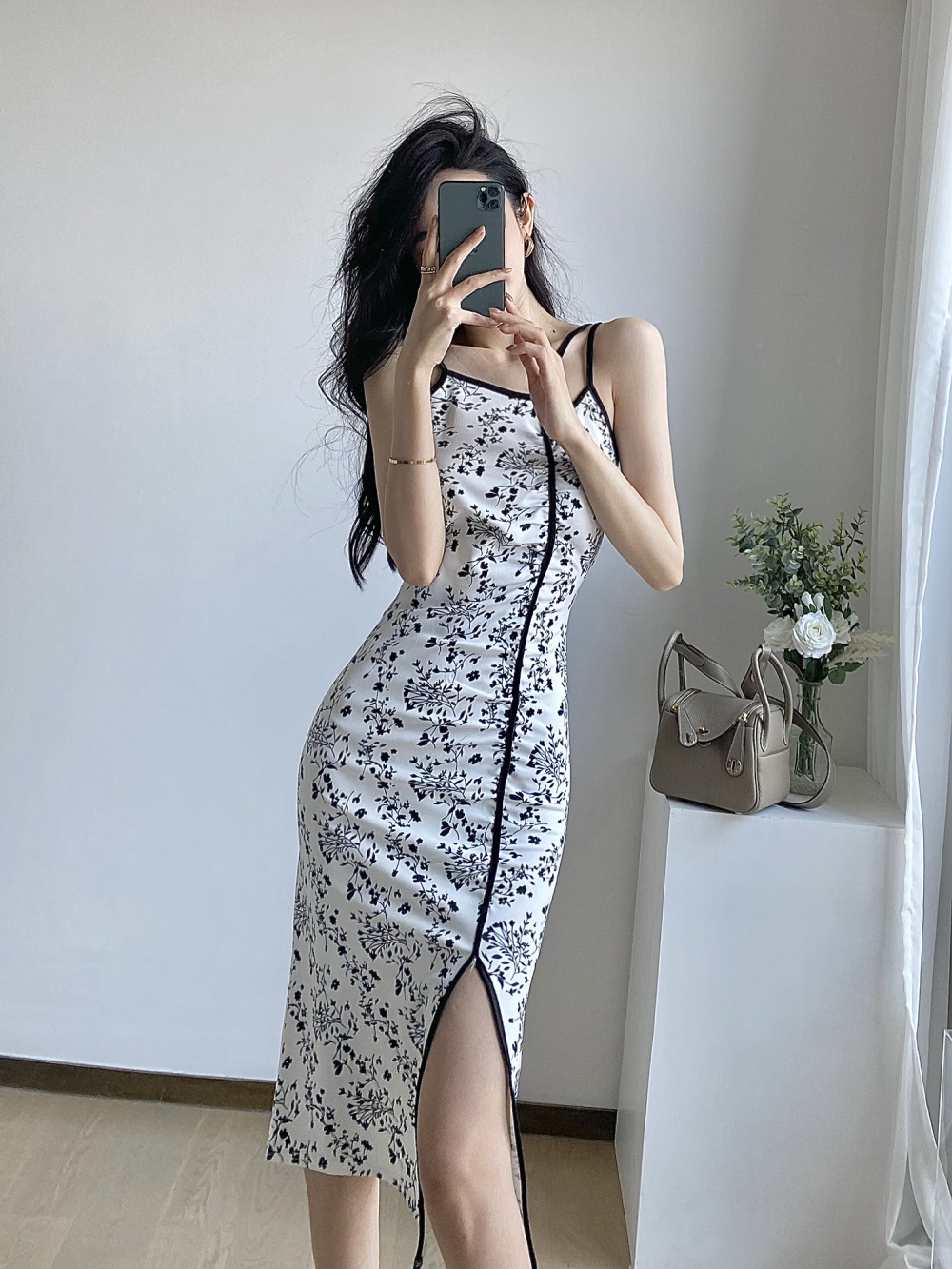 Temperament long cheongsam France style light dress