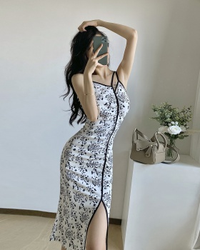 Temperament long cheongsam France style light dress