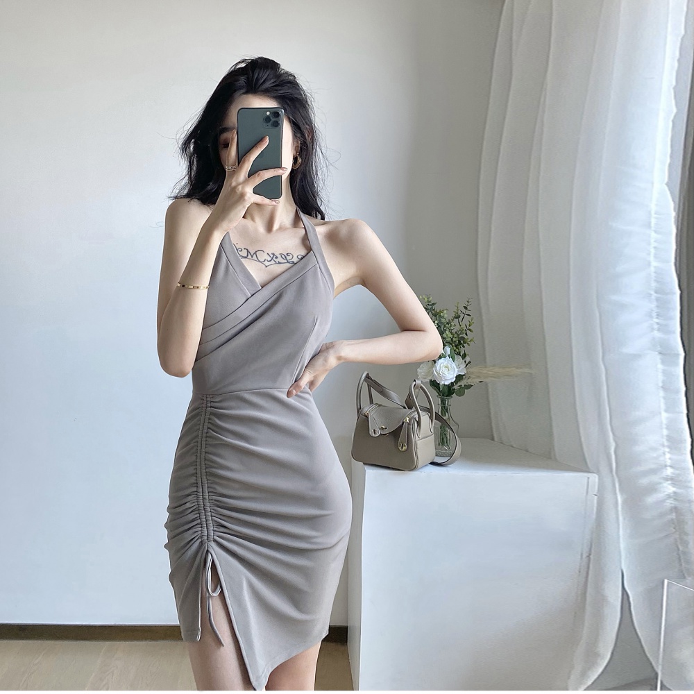 Irregular slim tight dress summer V-neck formal dress