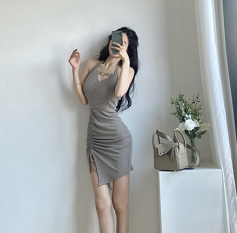 Irregular slim tight dress summer V-neck formal dress