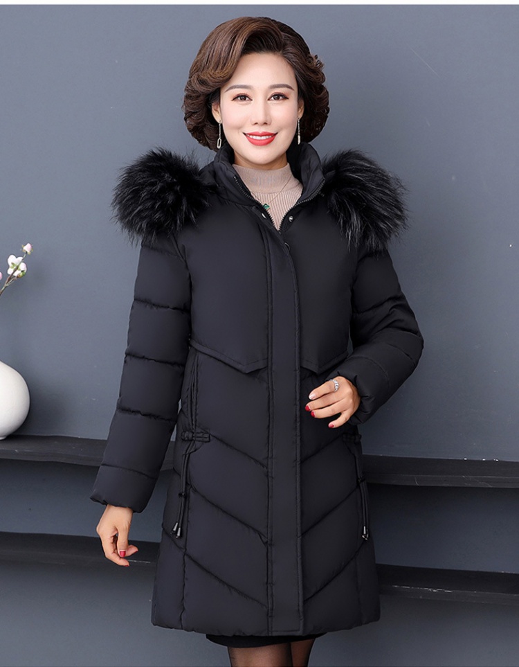 Down middle-aged thick coat long elderly cotton coat