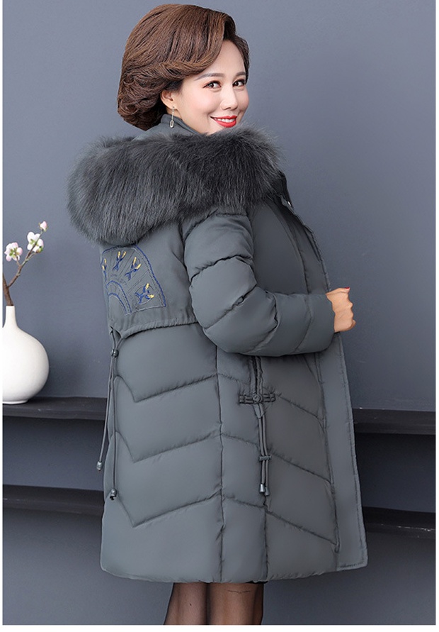 Down middle-aged thick coat long elderly cotton coat