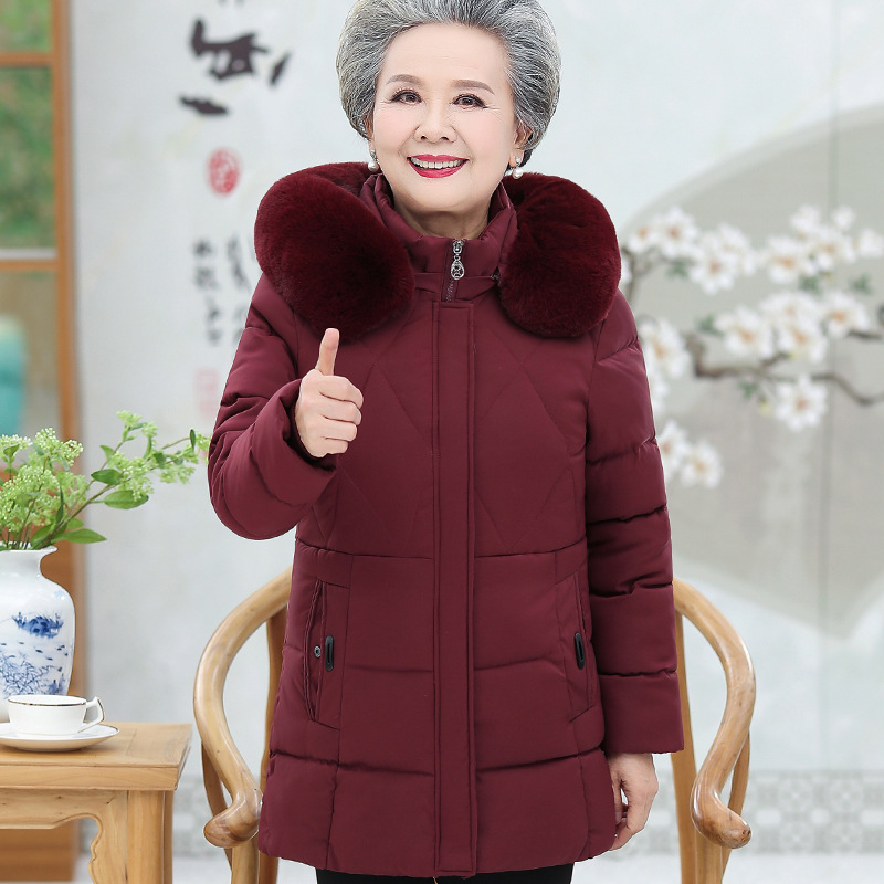 Winter long cotton coat down elderly coat for women
