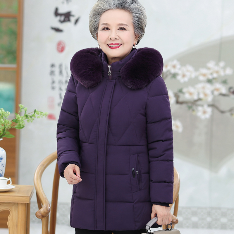 Winter long cotton coat down elderly coat for women