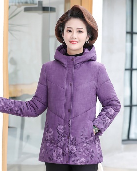 Middle-aged hooded coat winter thick cotton coat for women