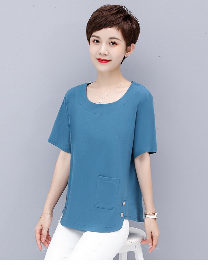 Summer middle-aged tops loose pure cotton T-shirt