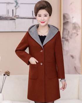 Large yard woolen coat hooded overcoat for women