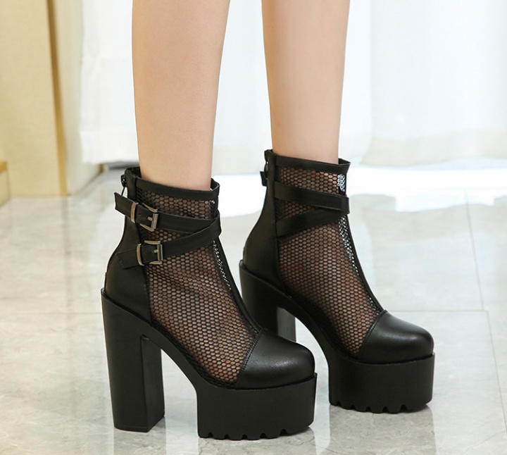 Thick crust high-heeled autumn short boots thick gauze shoes