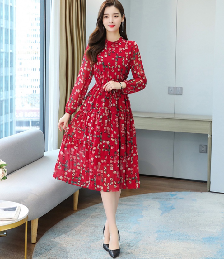 Chiffon floral spring and summer autumn dress for women