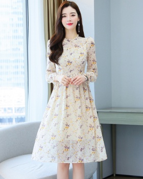 Spring and autumn floral long sleeve dress for women