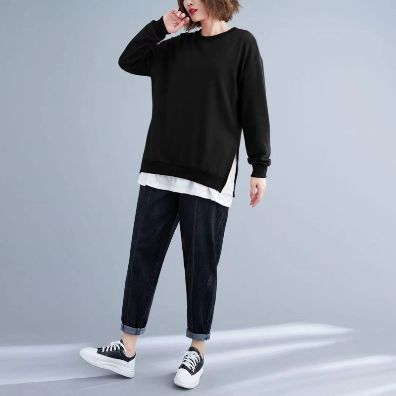 Large yard long sleeve Pseudo-two loose tops for women