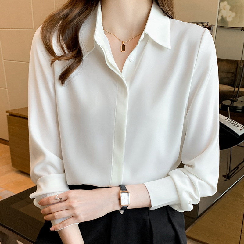 Autumn Korean style satin tops profession pure shirt