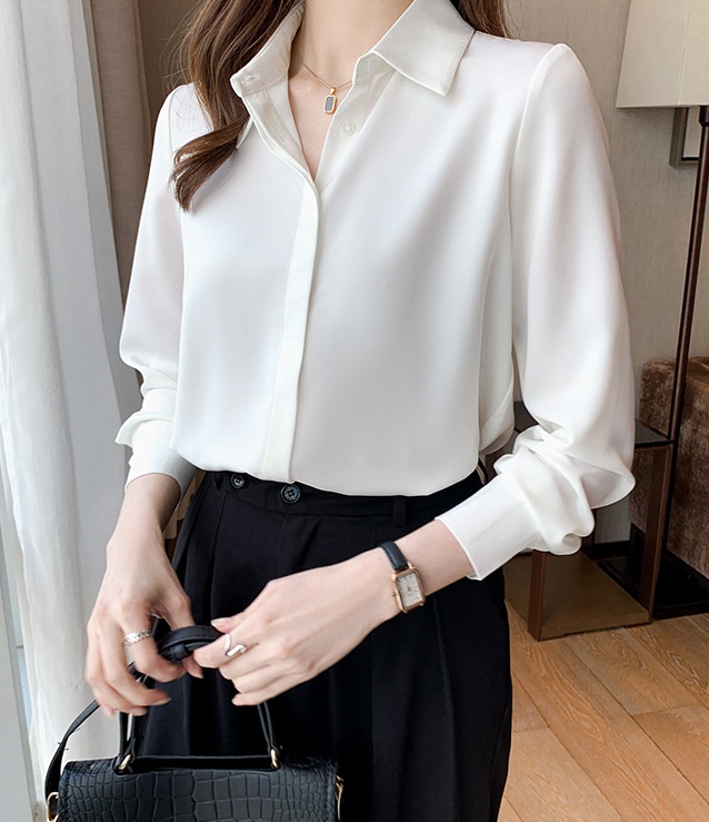 Autumn Korean style satin tops profession pure shirt