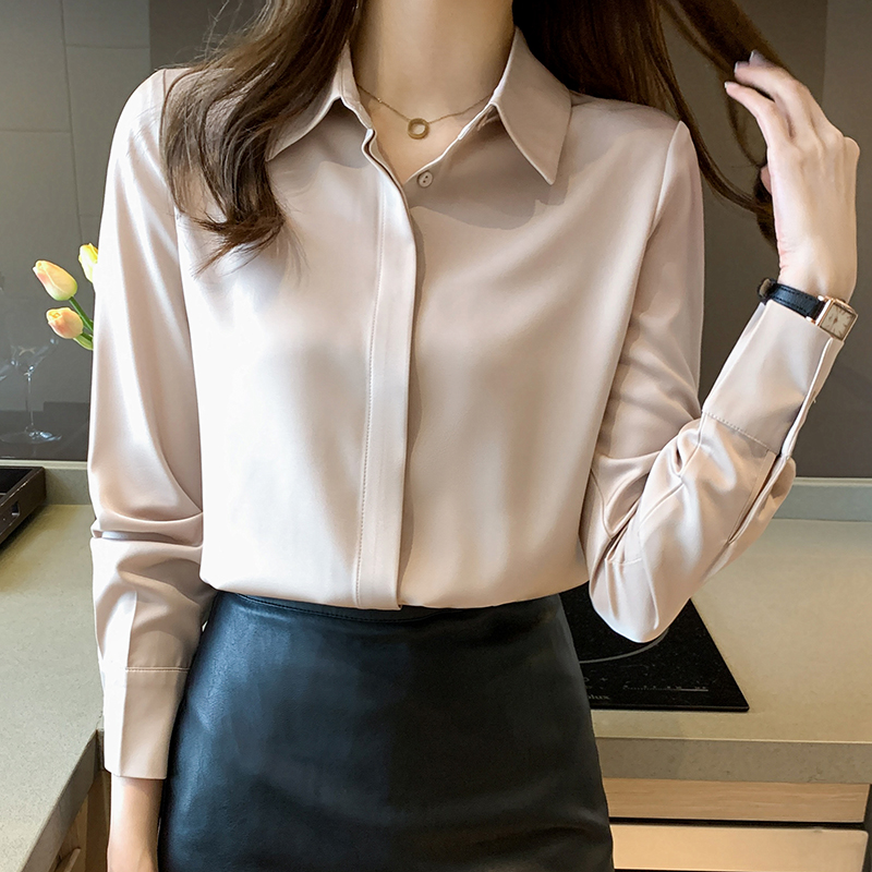 Autumn Korean style satin tops profession pure shirt