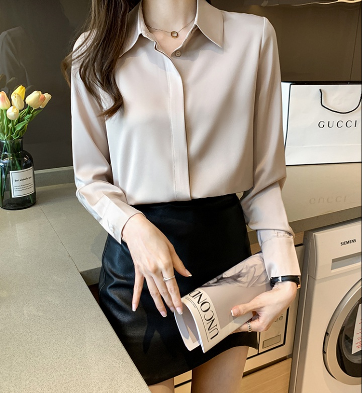 Autumn Korean style satin tops profession pure shirt