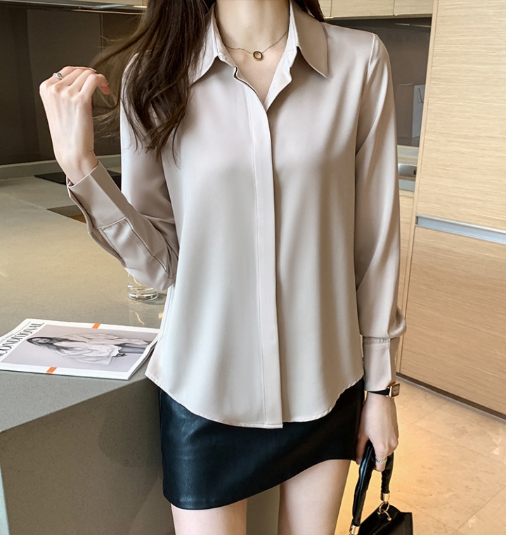 Autumn Korean style satin tops profession pure shirt