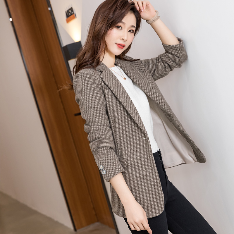 Korean style Casual coat fashion brown business suit