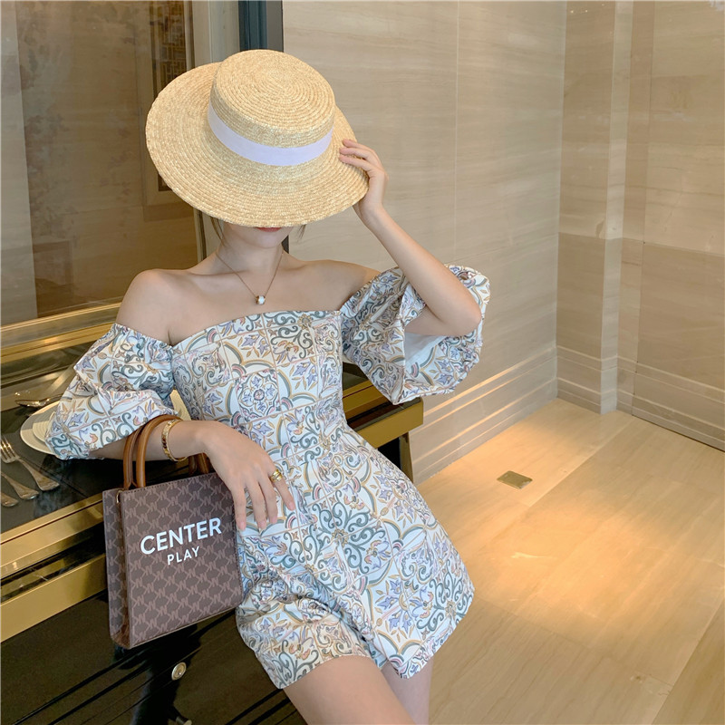 Summer square collar jumpsuit thin shorts for women