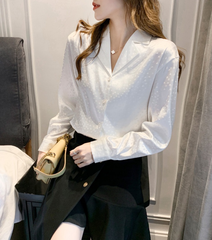 Printing white chiffon shirt Casual autumn retro tops