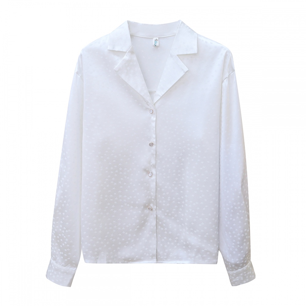 Printing white chiffon shirt Casual autumn retro tops