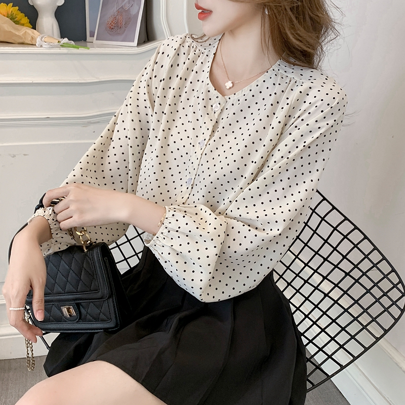 Autumn chiffon tops loose Casual shirt for women