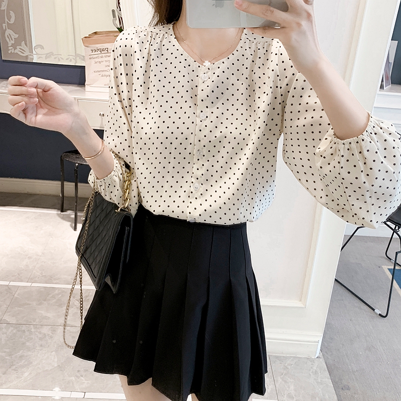 Autumn chiffon tops loose Casual shirt for women