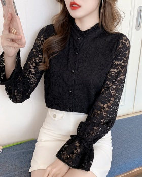 Sweet lace cstand collar long sleeve bottoming shirt