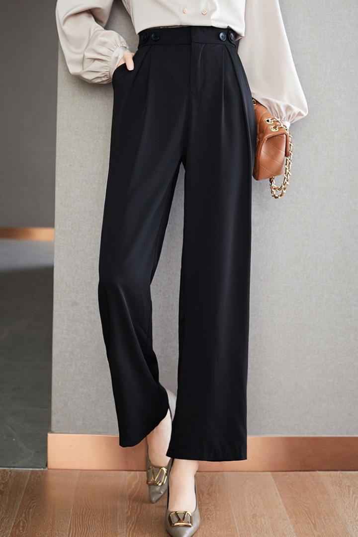 Black high waist business suit autumn straight pants pants