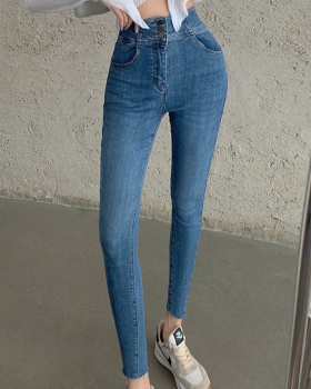 Tight high waist jeans feet personality long pants