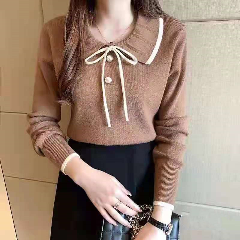 Doll collar tops pullover bottoming shirt for women
