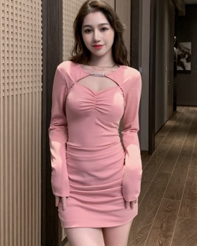 Tight fashion fold all-match package hip dress