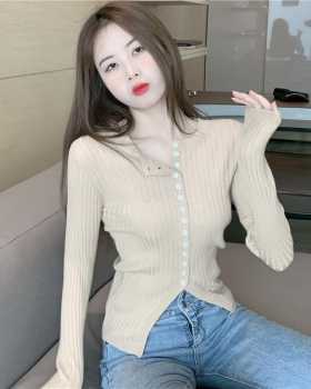 Single-breasted temperament sweater for women